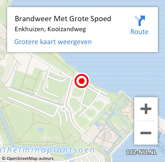 Locatie op kaart van de 112 melding: Brandweer Met Grote Spoed Naar Enkhuizen, Kooizandweg op 15 juni 2022 22:35