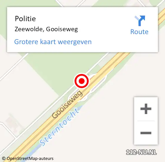 Locatie op kaart van de 112 melding: Politie Zeewolde, Gooiseweg op 15 juni 2022 22:45