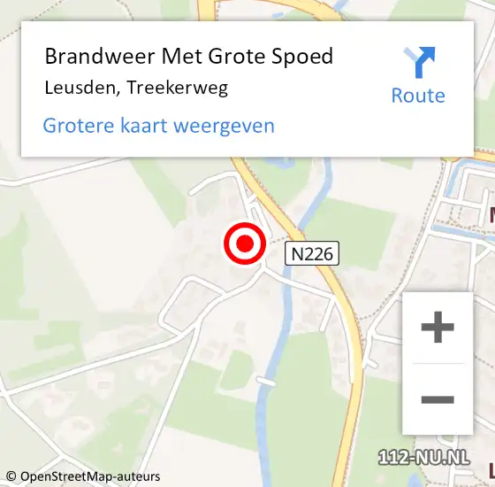 Locatie op kaart van de 112 melding: Brandweer Met Grote Spoed Naar Leusden, Treekerweg op 15 juni 2022 23:06