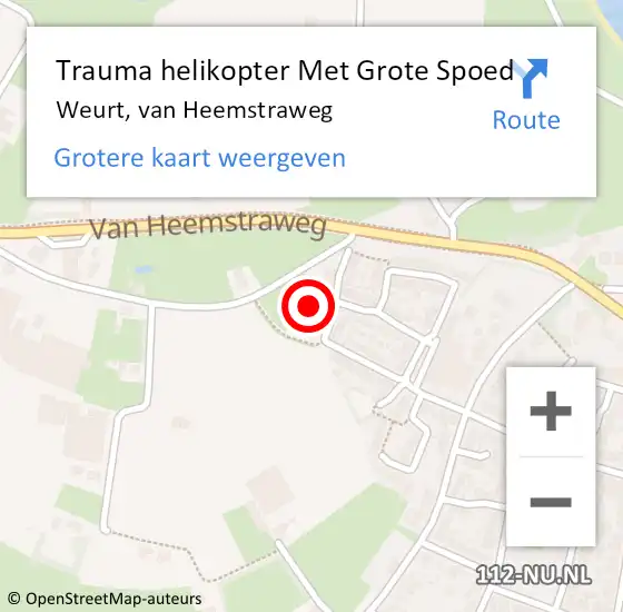 Locatie op kaart van de 112 melding: Trauma helikopter Met Grote Spoed Naar Weurt, van Heemstraweg op 15 juni 2022 23:29