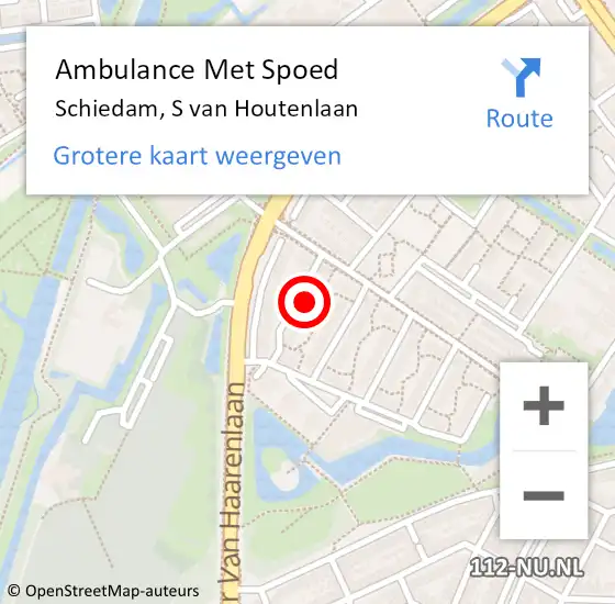 Locatie op kaart van de 112 melding: Ambulance Met Spoed Naar Schiedam, S van Houtenlaan op 15 juni 2022 23:58