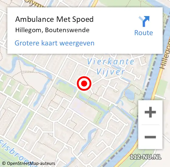 Locatie op kaart van de 112 melding: Ambulance Met Spoed Naar Hillegom, Boutenswende op 16 juni 2022 00:17