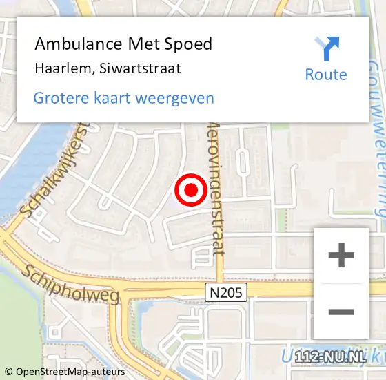 Locatie op kaart van de 112 melding: Ambulance Met Spoed Naar Haarlem, Siwartstraat op 16 juni 2022 00:21