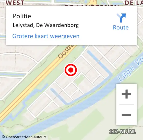 Locatie op kaart van de 112 melding: Politie Lelystad, De Waardenborg op 16 juni 2022 00:34