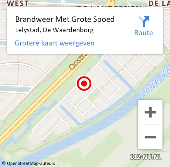 Locatie op kaart van de 112 melding: Brandweer Met Grote Spoed Naar Lelystad, De Waardenborg op 16 juni 2022 00:35