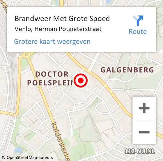 Locatie op kaart van de 112 melding: Brandweer Met Grote Spoed Naar Venlo, Herman Potgieterstraat op 16 juni 2022 00:37