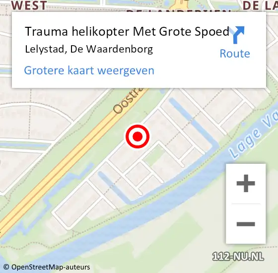 Locatie op kaart van de 112 melding: Trauma helikopter Met Grote Spoed Naar Lelystad, De Waardenborg op 16 juni 2022 00:39