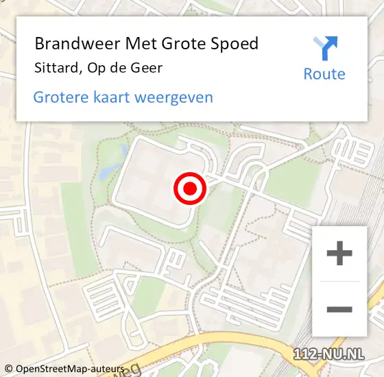 Locatie op kaart van de 112 melding: Brandweer Met Grote Spoed Naar Sittard, Op de Geer op 16 juni 2022 01:02