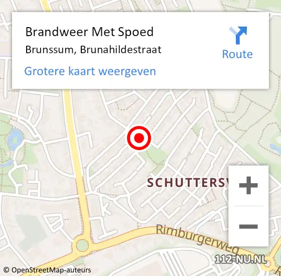 Locatie op kaart van de 112 melding: Brandweer Met Spoed Naar Brunssum, Brunahildestraat op 16 juni 2022 01:31