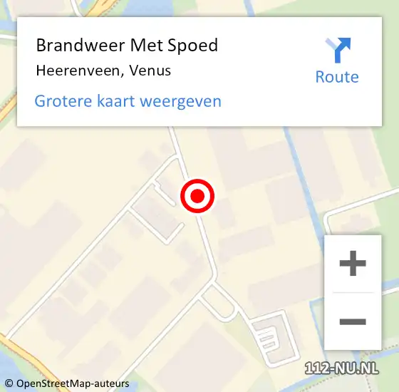 Locatie op kaart van de 112 melding: Brandweer Met Spoed Naar Heerenveen, Venus op 16 juni 2022 01:48