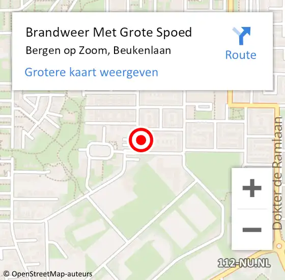 Locatie op kaart van de 112 melding: Brandweer Met Grote Spoed Naar Bergen op Zoom, Beukenlaan op 16 juni 2022 02:35