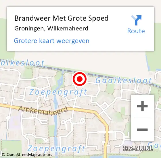 Locatie op kaart van de 112 melding: Brandweer Met Grote Spoed Naar Groningen, Wilkemaheerd op 16 juni 2022 03:26