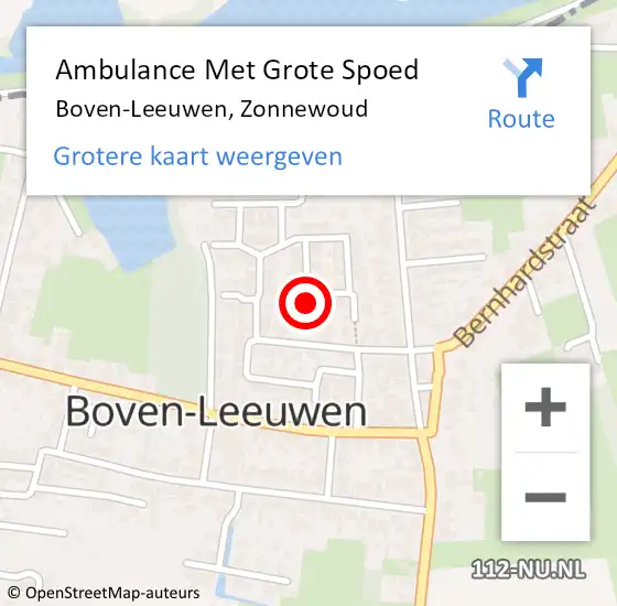 Locatie op kaart van de 112 melding: Ambulance Met Grote Spoed Naar Boven-Leeuwen, Zonnewoud op 16 juni 2022 03:36