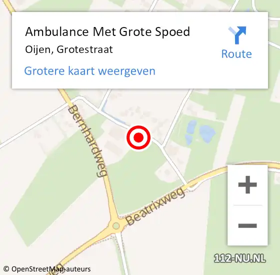 Locatie op kaart van de 112 melding: Ambulance Met Grote Spoed Naar Oijen, Grotestraat op 20 juli 2014 10:20