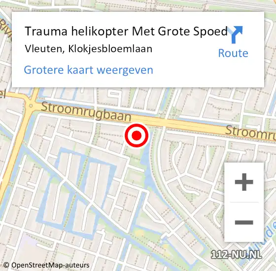 Locatie op kaart van de 112 melding: Trauma helikopter Met Grote Spoed Naar Vleuten, Klokjesbloemlaan op 16 juni 2022 04:53