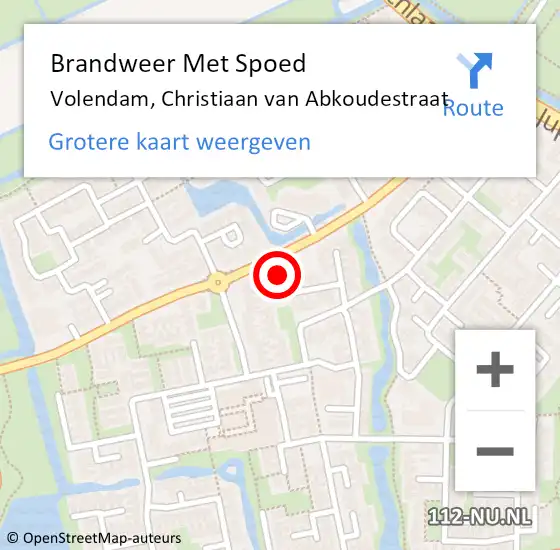 Locatie op kaart van de 112 melding: Brandweer Met Spoed Naar Volendam, Christiaan van Abkoudestraat op 16 juni 2022 05:06