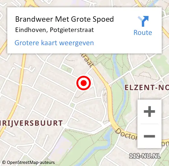Locatie op kaart van de 112 melding: Brandweer Met Grote Spoed Naar Eindhoven, Potgieterstraat op 16 juni 2022 05:06
