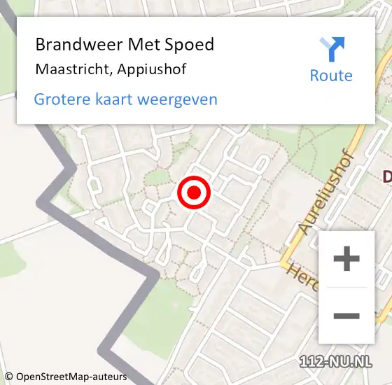 Locatie op kaart van de 112 melding: Brandweer Met Spoed Naar Maastricht, Appiushof op 16 juni 2022 05:18