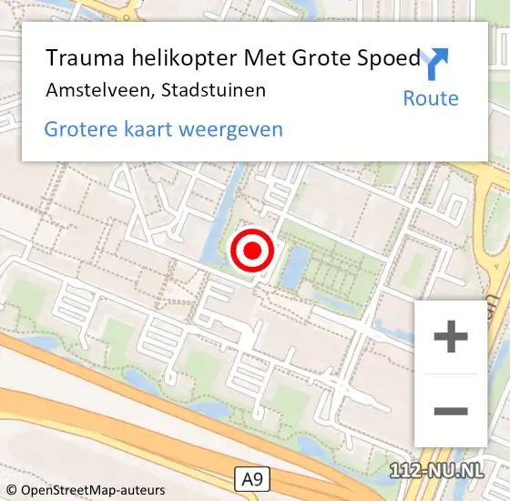 Locatie op kaart van de 112 melding: Trauma helikopter Met Grote Spoed Naar Amstelveen, Stadstuinen op 16 juni 2022 05:27