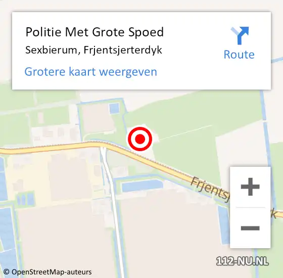 Locatie op kaart van de 112 melding: Politie Met Grote Spoed Naar Sexbierum, Frjentsjerterdyk op 16 juni 2022 06:22