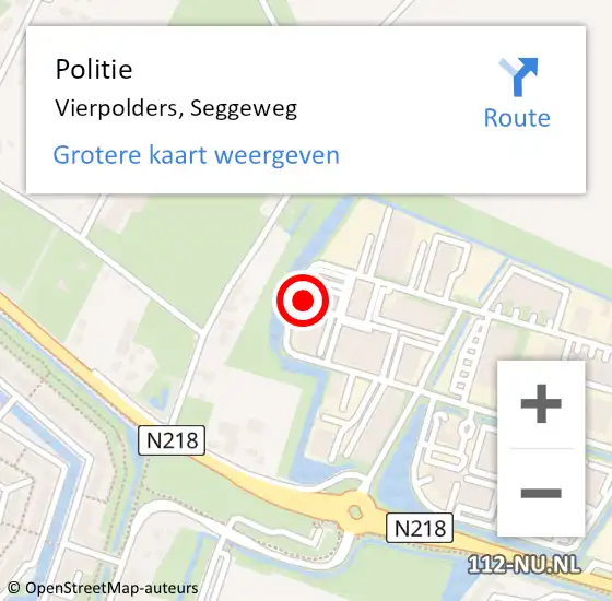 Locatie op kaart van de 112 melding: Politie Vierpolders, Seggeweg op 16 juni 2022 06:24