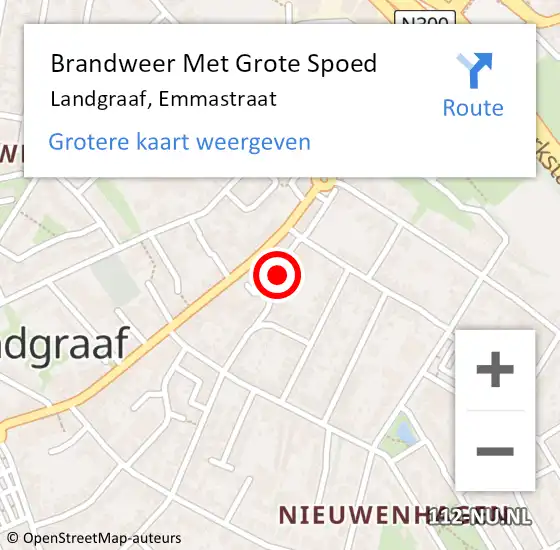 Locatie op kaart van de 112 melding: Brandweer Met Grote Spoed Naar Landgraaf, Emmastraat op 16 juni 2022 06:28