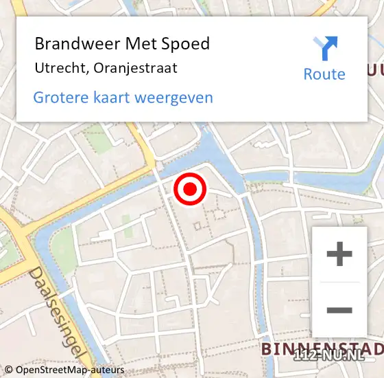 Locatie op kaart van de 112 melding: Brandweer Met Spoed Naar Utrecht, Oranjestraat op 16 juni 2022 06:53