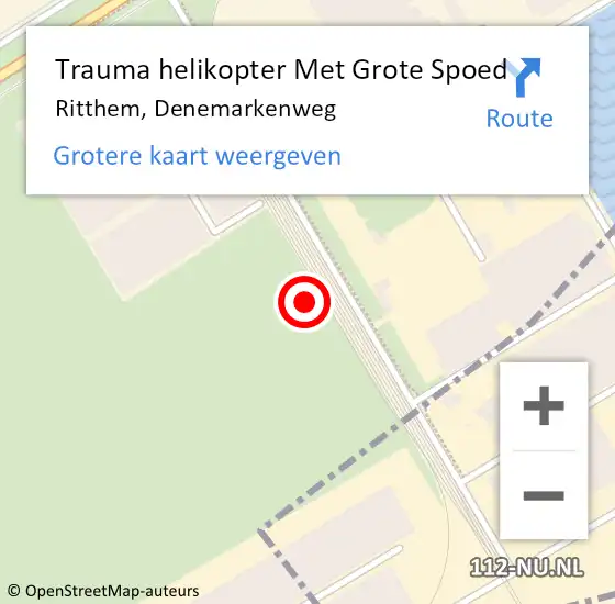 Locatie op kaart van de 112 melding: Trauma helikopter Met Grote Spoed Naar Ritthem, Denemarkenweg op 16 juni 2022 07:32