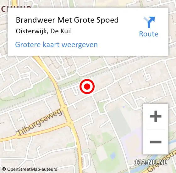 Locatie op kaart van de 112 melding: Brandweer Met Grote Spoed Naar Oisterwijk, De Kuil op 16 juni 2022 07:51