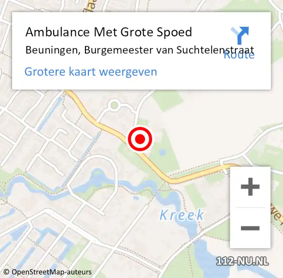 Locatie op kaart van de 112 melding: Ambulance Met Grote Spoed Naar Beuningen, Burgemeester van Suchtelenstraat op 16 juni 2022 08:14