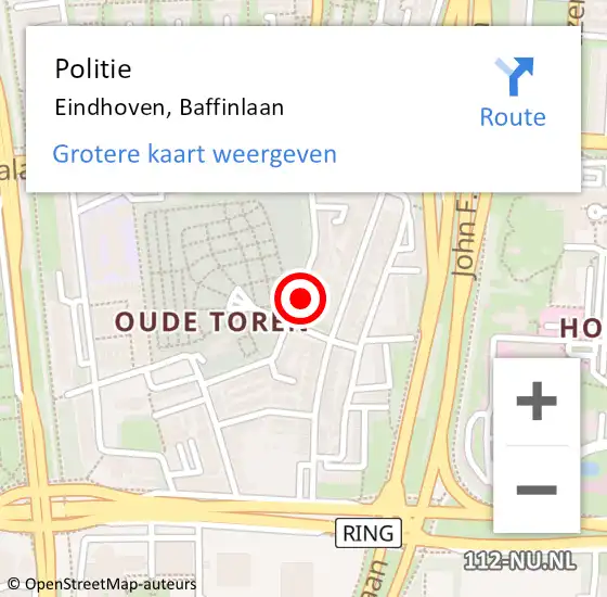 Locatie op kaart van de 112 melding: Politie Eindhoven, Baffinlaan op 16 juni 2022 08:16