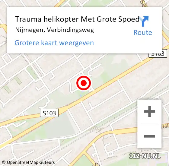 Locatie op kaart van de 112 melding: Trauma helikopter Met Grote Spoed Naar Nijmegen, Verbindingsweg op 16 juni 2022 08:22