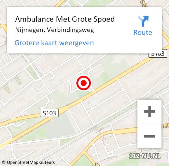 Locatie op kaart van de 112 melding: Ambulance Met Grote Spoed Naar Nijmegen, Verbindingsweg op 16 juni 2022 08:23