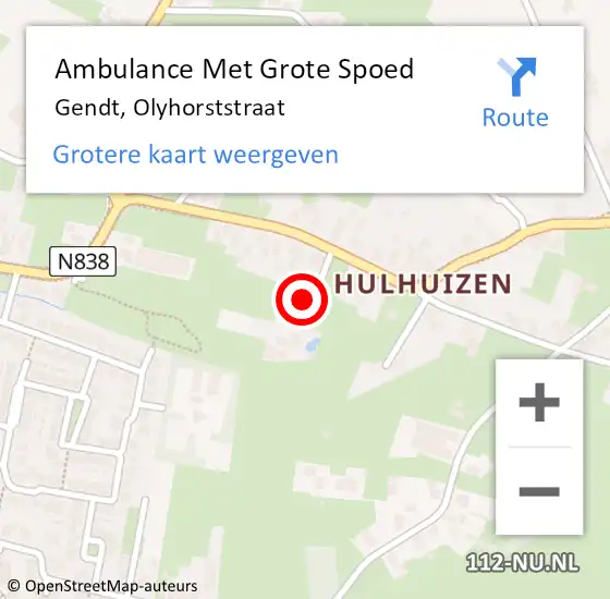 Locatie op kaart van de 112 melding: Ambulance Met Grote Spoed Naar Gendt, Olyhorststraat op 16 juni 2022 08:31