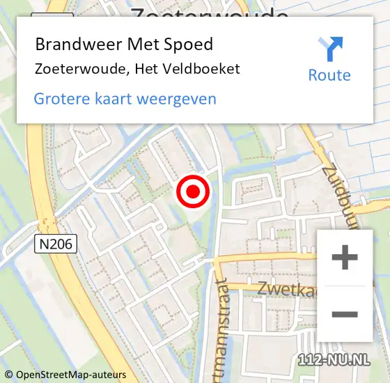 Locatie op kaart van de 112 melding: Brandweer Met Spoed Naar Zoeterwoude, Het Veldboeket op 16 juni 2022 08:41