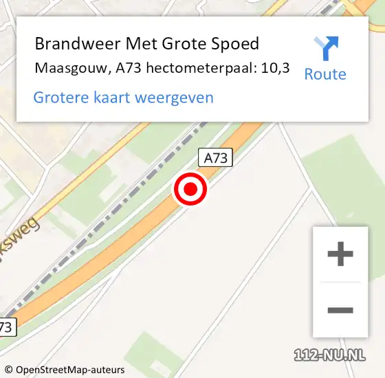 Locatie op kaart van de 112 melding: Brandweer Met Grote Spoed Naar Maasgouw, A73 hectometerpaal: 10,3 op 16 juni 2022 08:46