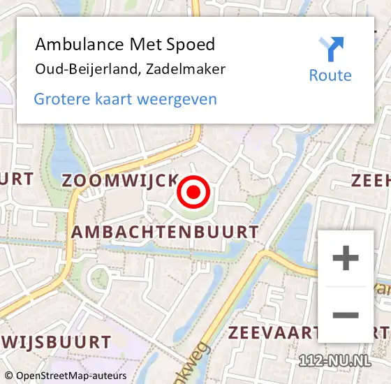 Locatie op kaart van de 112 melding: Ambulance Met Spoed Naar Oud-Beijerland, Zadelmaker op 16 juni 2022 08:50