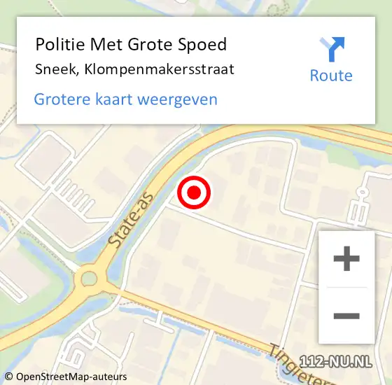 Locatie op kaart van de 112 melding: Politie Met Grote Spoed Naar Sneek, Klompenmakersstraat op 16 juni 2022 08:52