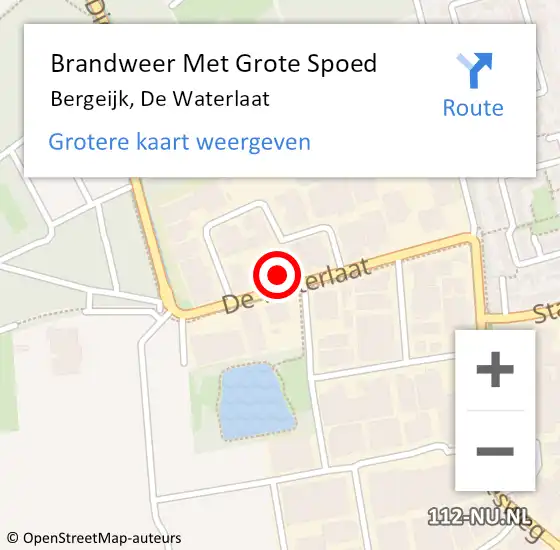 Locatie op kaart van de 112 melding: Brandweer Met Grote Spoed Naar Bergeijk, De Waterlaat op 16 juni 2022 09:08