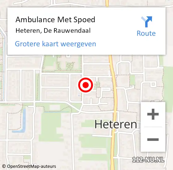 Locatie op kaart van de 112 melding: Ambulance Met Spoed Naar Heteren, De Rauwendaal op 16 juni 2022 09:12