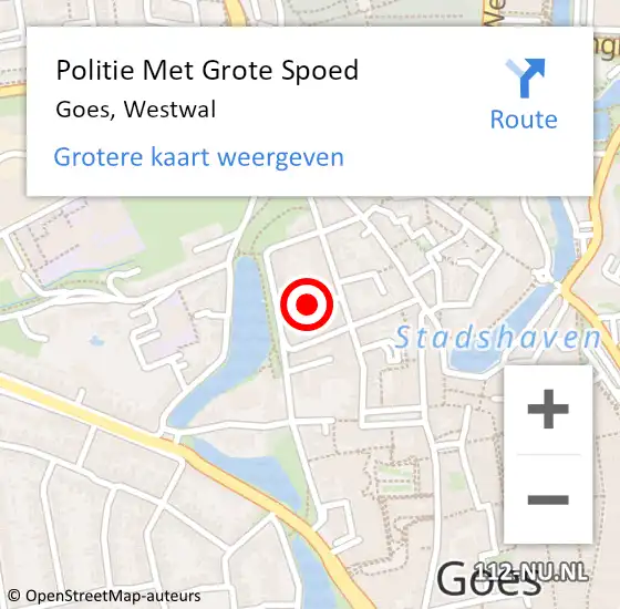 Locatie op kaart van de 112 melding: Politie Met Grote Spoed Naar Goes, Westwal op 16 juni 2022 09:24