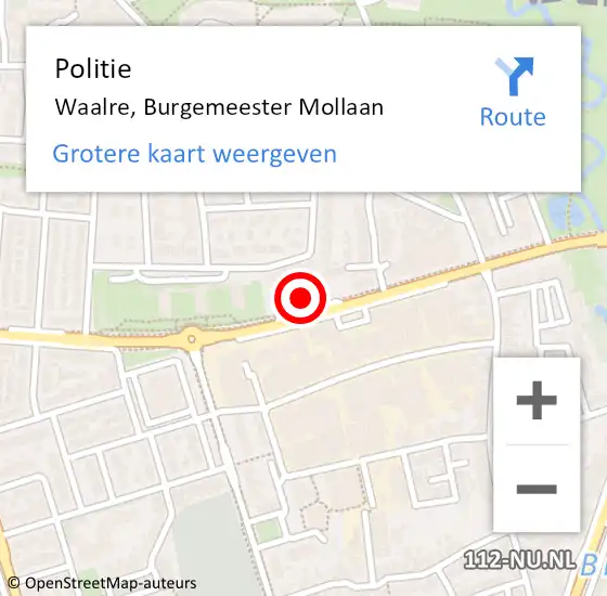 Locatie op kaart van de 112 melding: Politie Waalre, Burgemeester Mollaan op 16 juni 2022 09:25