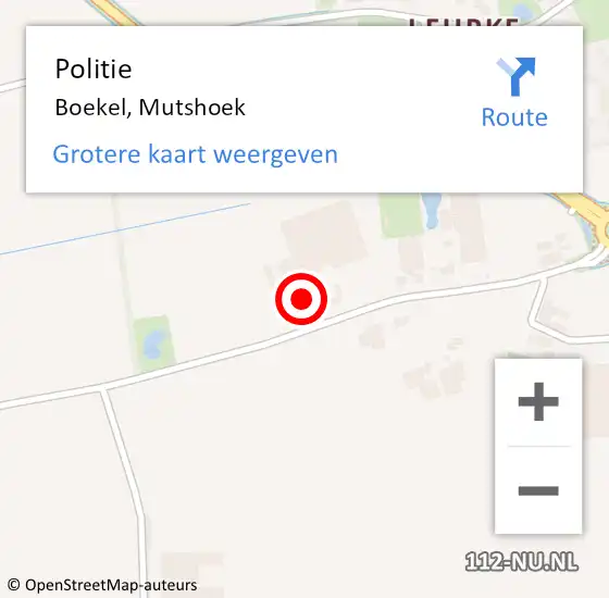 Locatie op kaart van de 112 melding: Politie Boekel, Mutshoek op 16 juni 2022 09:39