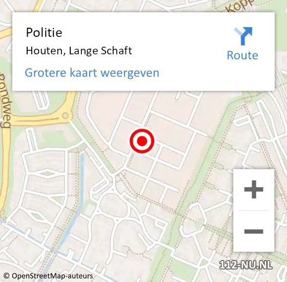 Locatie op kaart van de 112 melding: Politie Houten, Lange Schaft op 16 juni 2022 09:46