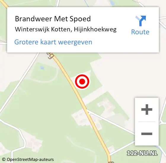Locatie op kaart van de 112 melding: Brandweer Met Spoed Naar Winterswijk Kotten, Hijinkhoekweg op 16 juni 2022 09:53