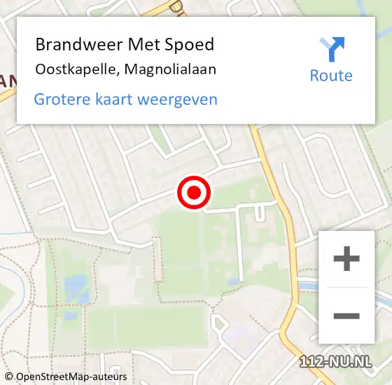 Locatie op kaart van de 112 melding: Brandweer Met Spoed Naar Oostkapelle, Magnolialaan op 20 juli 2014 10:43