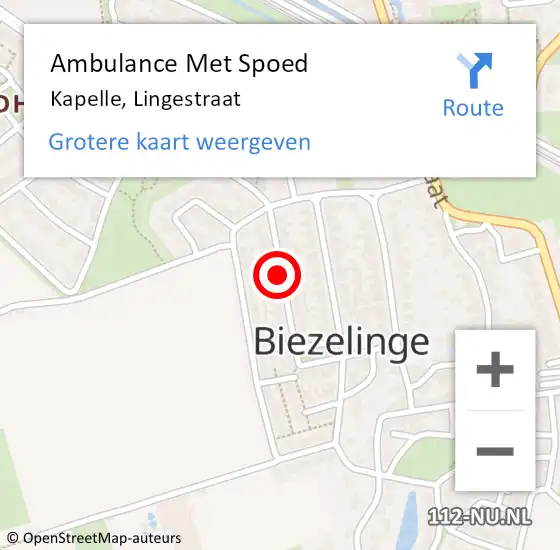 Locatie op kaart van de 112 melding: Ambulance Met Spoed Naar Kapelle, Lingestraat op 20 juli 2014 10:44