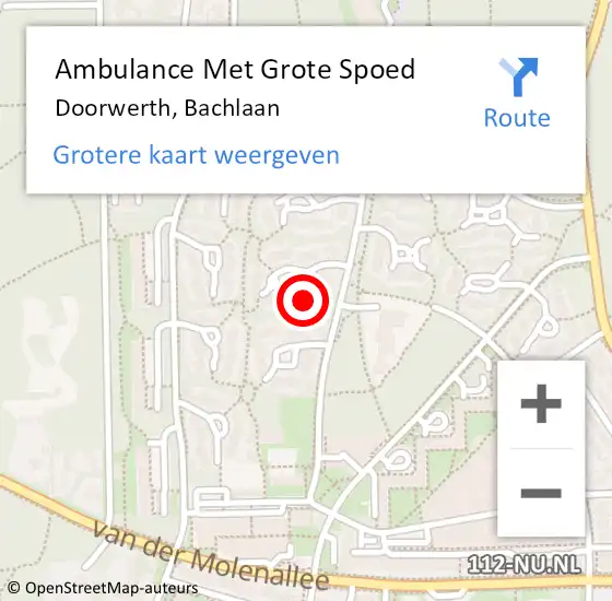 Locatie op kaart van de 112 melding: Ambulance Met Grote Spoed Naar Doorwerth, Bachlaan op 16 juni 2022 10:41