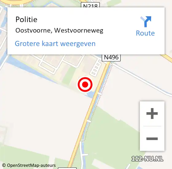 Locatie op kaart van de 112 melding: Politie Oostvoorne, Westvoorneweg op 16 juni 2022 10:42