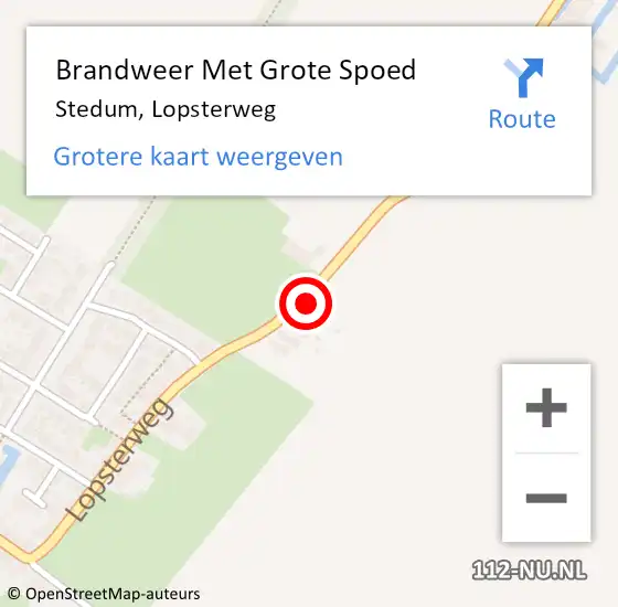 Locatie op kaart van de 112 melding: Brandweer Met Grote Spoed Naar Stedum, Lopsterweg op 16 juni 2022 10:52